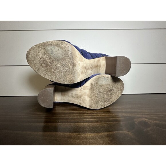 Via Spiga‎ Galore Swirl Strap Chunky Heel Sandals Blue Suede Women's SIZE 7 - Picture 7 of 9